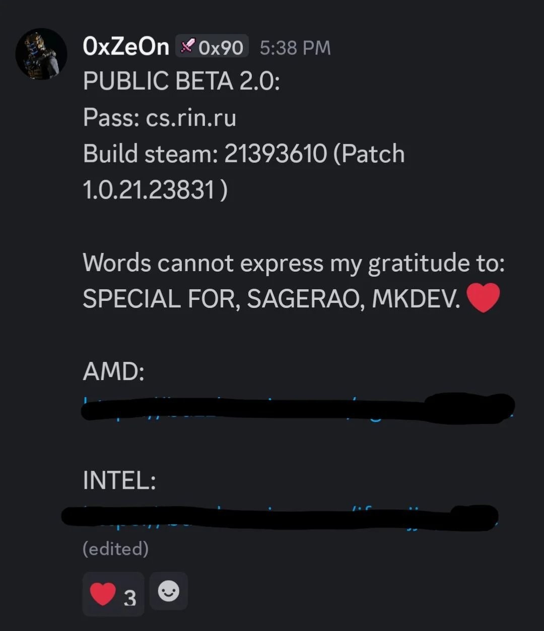 0xZe0n发布《黑神话：悟空》D加密攻破2.0版 支持英特尔cpu